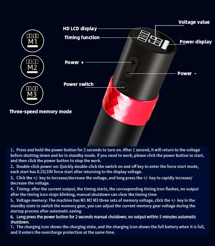 Yilong F7 Wireless Tattoo Pen Machine 3.5MM