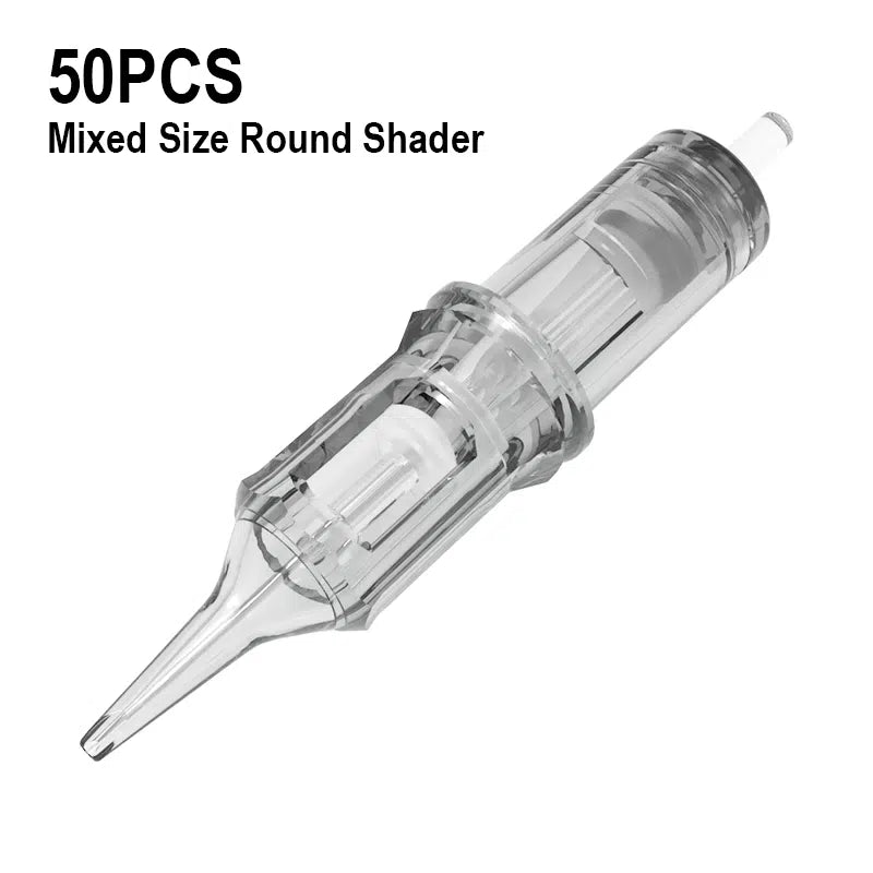 Yilong Diamond Cartridges Needles Mixed Size Round Shader – Box of 50