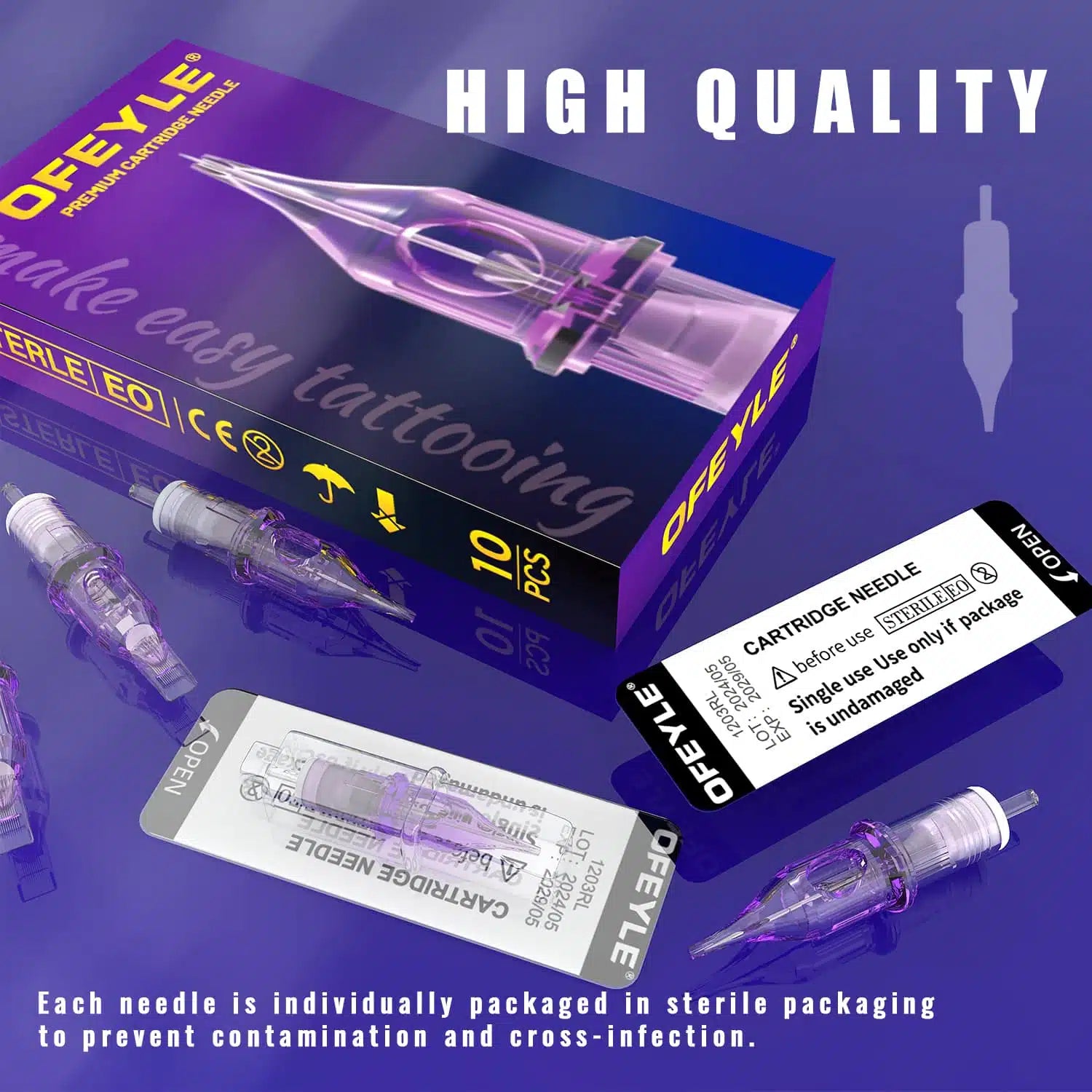 Yilong Ofeyle Purple Cartridges Needles – 20pcs